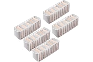 5 Pack Foldable Underwear Organizers - 11-Cell Storage Boxes for Bras, Panties, Socks, Ties | Washable & Space-Saving Drawer 