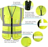 HYCOPROT High Visibility Reflective Safety Vest Yellow M with Pockets view 3
