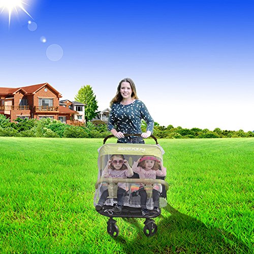 Baby Mosquito Mesh Insect Bug Netting Buggy Cover for Twin/Double Jogging, Pushchairs,Tandem