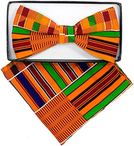 Premium African Kente Pre-Tied Bow Ties & Pocket Square Set for Men