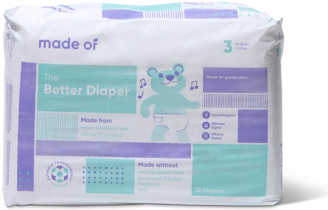 The Better Baby Diapers - Hypoallergenic Diapers for Sensitive Skin, Unscented, 10 Hour Absorbency - Pediatrician and Dermatologist Tested - Size 3 (32 Count)