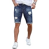 GINGTTO Mens Jean Shorts Slim Fit Stretch Denim Shorts Men