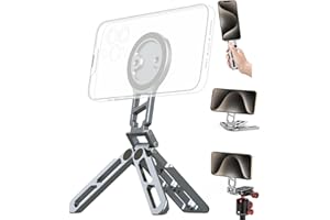 Magnetic Phone Tripod Foldable Pocket Cell Phone Stand Handy Phone Stand Desk Stand with Cold Shoe Mount,1/4" Screw,Arca-Swis