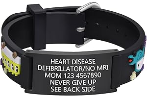 Kids Personalized Medical ID Bracelet-Silicone Autism Allergy Seizure Cute ID Wristband with Medical Alert Badge for Kids Tod