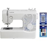 Brother XM3700 Sewing Machine, 37 Built-in Stitches, 5 Included Sewing Feet, Premium Thread 6-Pack and Sewing Machine Needles 5-Pack