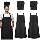 XLSXEXCL 2 Pack Chef Apron and Hat, Adjustable High Cooking Apron Waterproof Kitchen Baking Apron Chef's Hat Christmas Gift