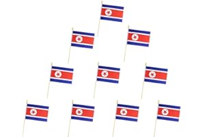10 Pack North Korea Flags - Handheld Flag-5x8 In, Koreans Mini Flag. Suitable For Party Decorations, Store Displays, Bar Deco