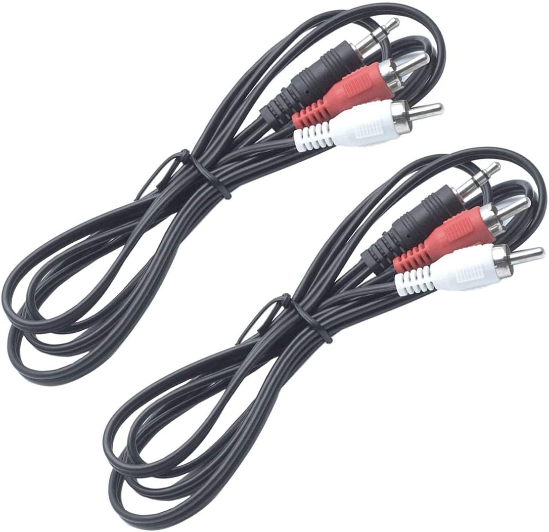TOUHIA 2 Pcs 3.5mm Stereo Male Plug to Dual RCA Male Adapter Calbe 1.25m Long