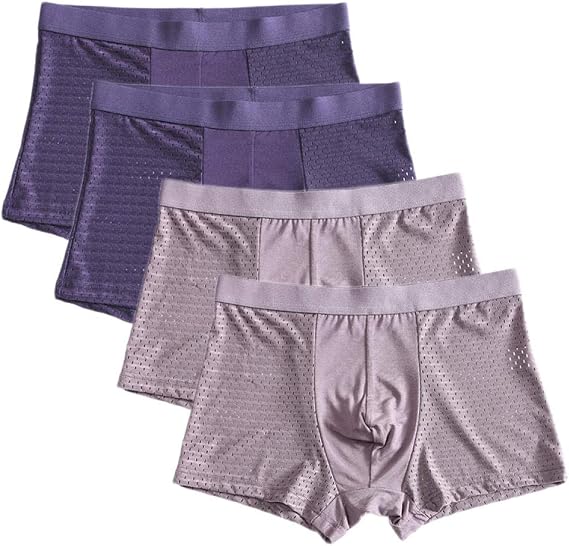 Caleçons Boxers Homme Grande Taille 5XL-8XL Soie Glacée Respirante Avec Pochette – Gris, Ultra Confort Et Légers