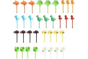 34 Pieces Plastic Forks, Fruit Forks 6 Styles, Food Picks Food Grade PP Material, Suitable for Lunch Boxes and Parties