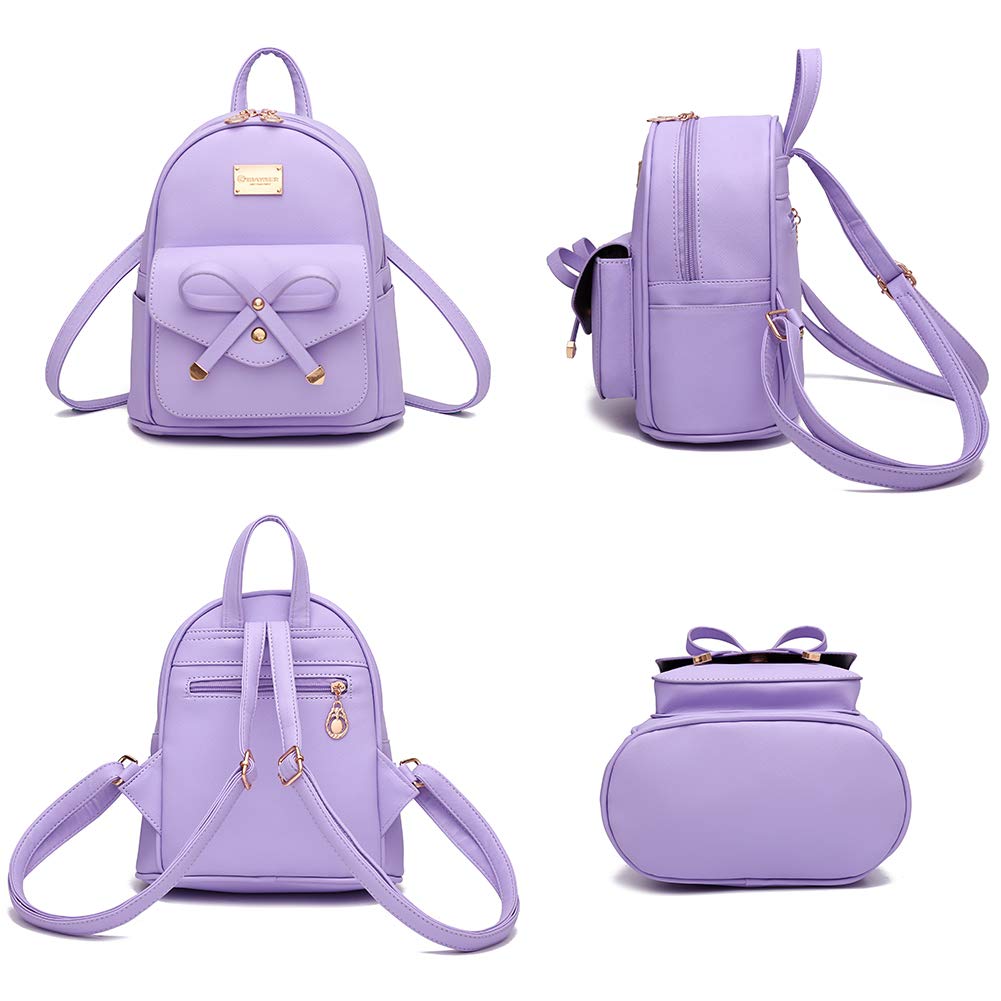 I IHAYNER Girls Bowknot Cute Leather Backpack Mini Backpack Purse for Women