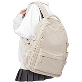 BOXSAM Lightweight Backpack for Women, Large Laptop Travel Backpack Casual Daypack College Bag Rucksack for Men. Beige