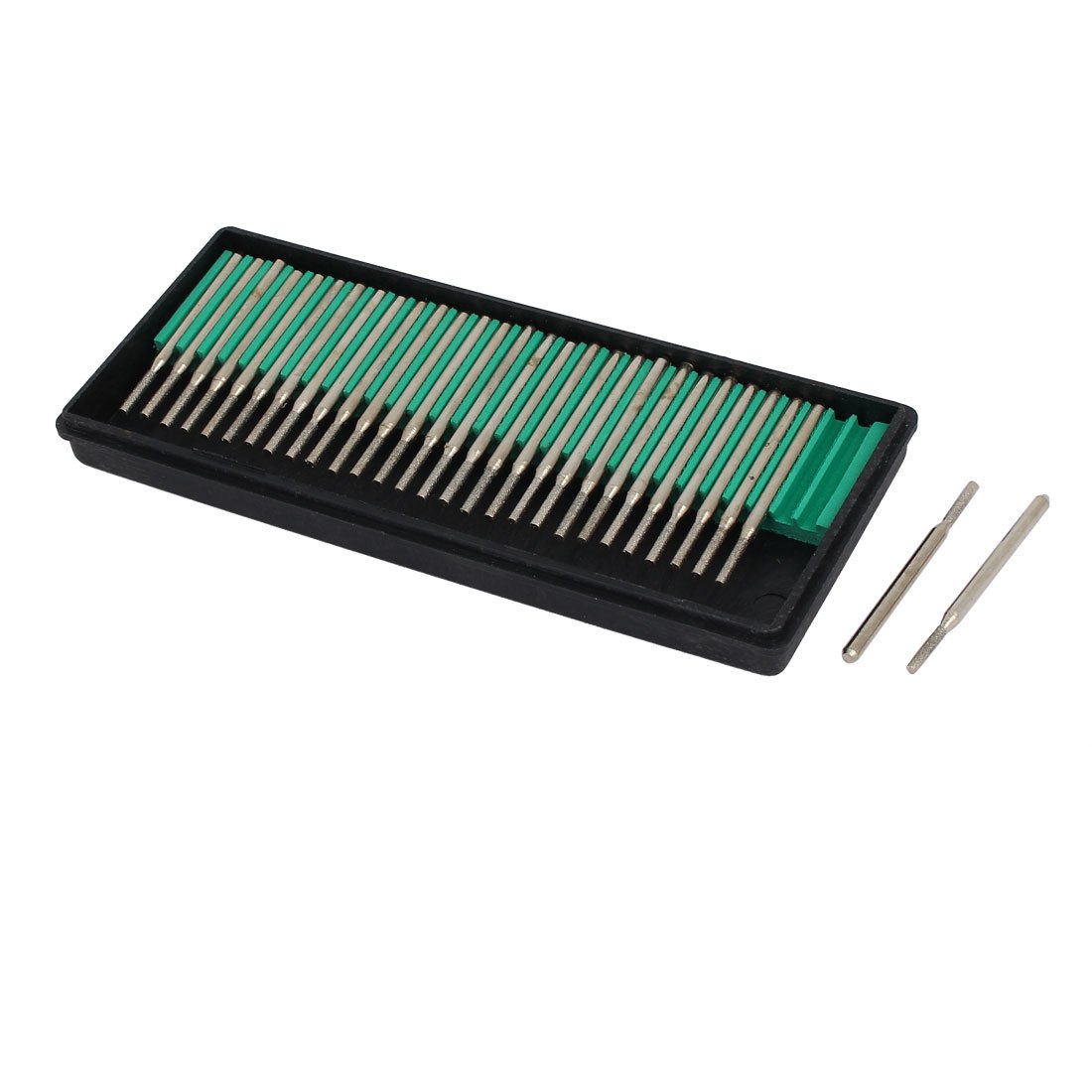 Sourcingmap 2mm Dia Cylinder Head 3mm Shank Diamond Mounted Point Grinding Bit Set 30 in 1