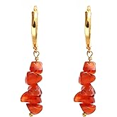 Gempires Natural Real Carnelian Dangle Earrings Orange Gemstone Handmade Jewelry July Birthstone Gifts Hypoallergenic Gold Plated Earrings For Women