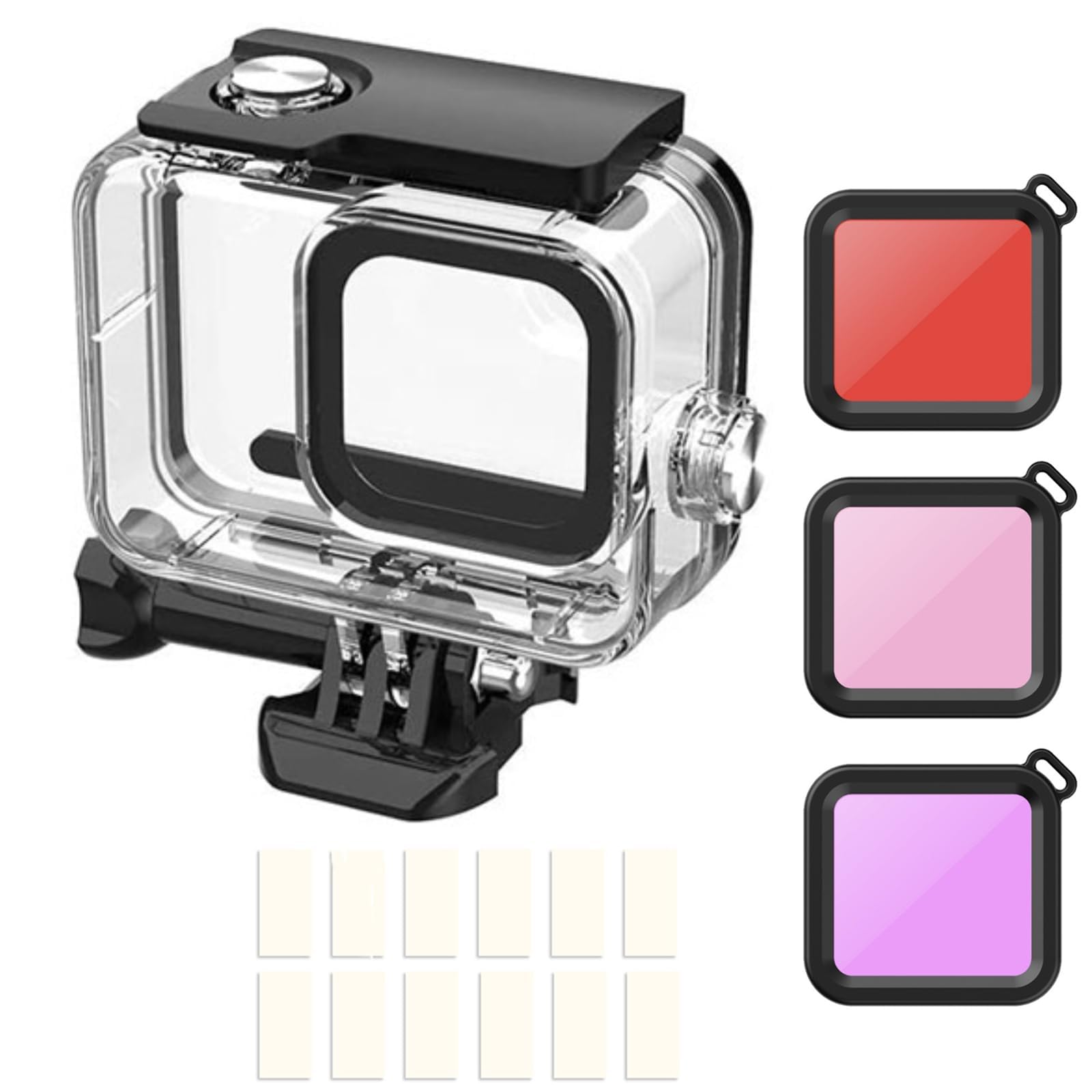 ShipeeKin Waterproof Housing Case Underwater Case Replacement with Red Filters and Aintifog-Inserts replacement compatible for Gopro Hero 13 12 11 10 9 Diving Protective Shell 60M