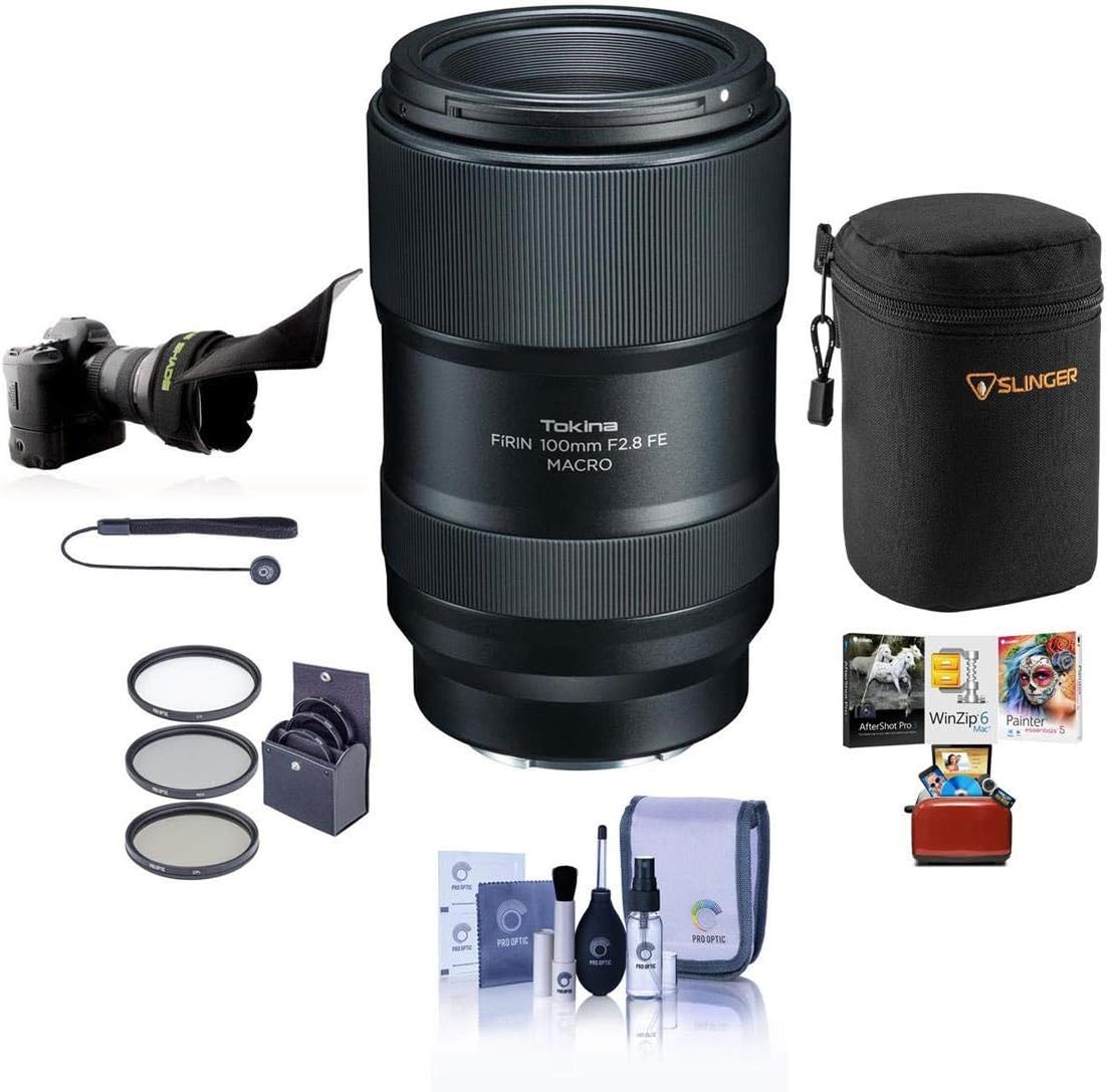 Amazon Com Tokina Firin Af 100mm F 2 8 Macro Lens For Sony E Series Bundle With 55mm Filter Kit Flex Lens Shade Lens Case Cleaning Kit Capleash Ii Mac Software Pack Electronics