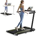 TOPUTURE Folding Treadmill, 2 in 1 Foldable Under Desk Treadmills for Home/Office, 2.5HP Dual LED Screen, Large Running Area,