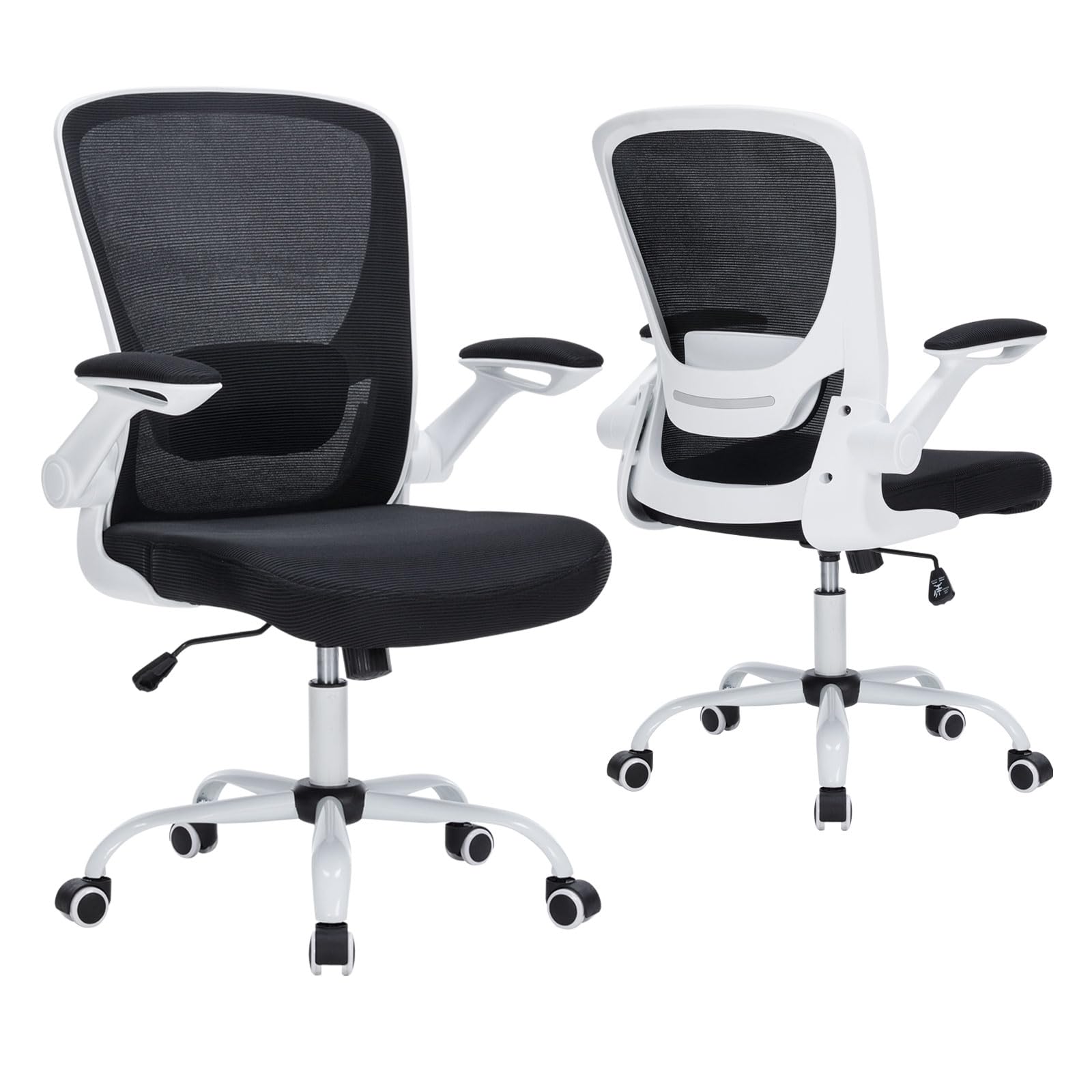 Mesh Office Chair Ergonomic Desk Chair with Adjustable Lumbar Support and Flip-up Arm Rocking Comfy Swivel Computer Task Chair for Home Office