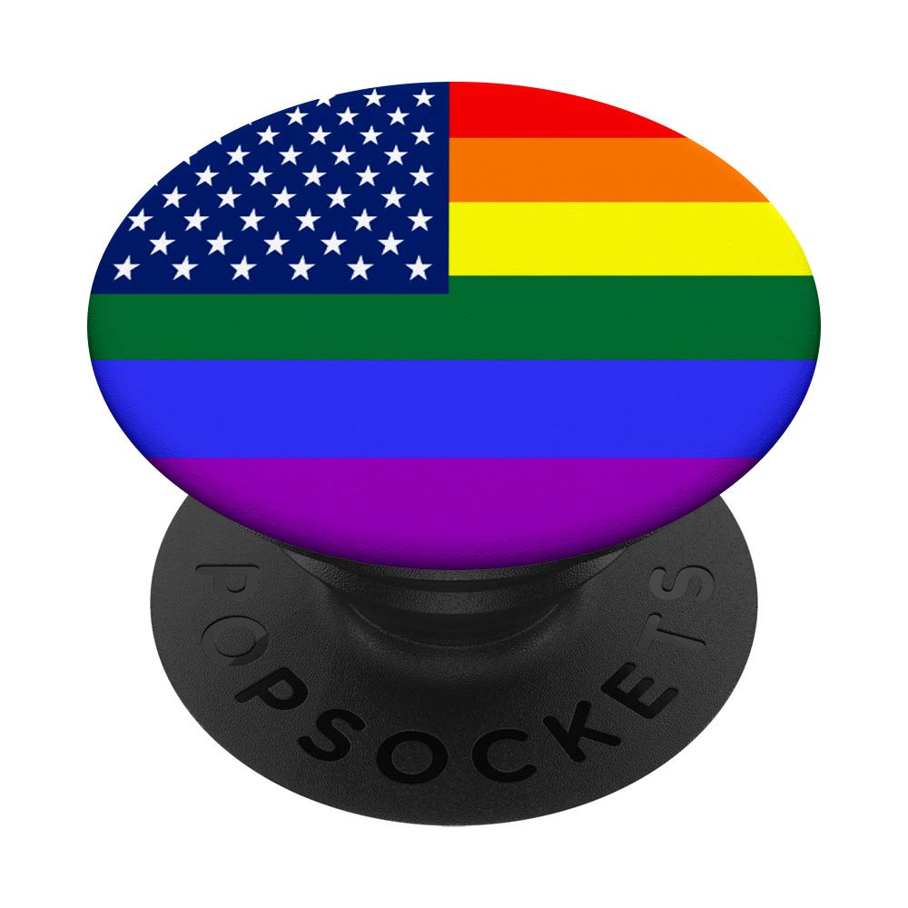 LGBTQ LGBT lesbian gay queer pride rainbow USA American flag PopSockets Swappable PopGrip