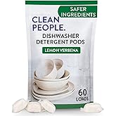 The Clean People Dishwasher Pods - Cuts Grease & Rinses Sparkling Clean - Residue-Free - Phosphate Free Dishwashing Pods (60 