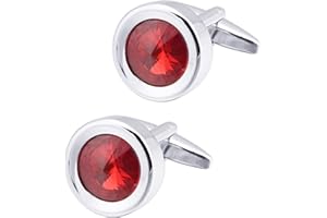 Jonwo Round Diamond Cutting Crystal Men Cufflinks With Gift Case French Cuff Shirt Unisex Cuff Link Buttons for Business Wedding Tuxedo