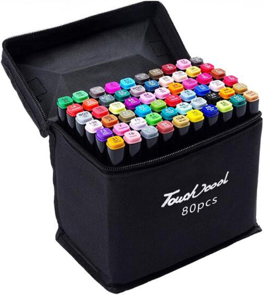 INCHOO 80 Colors Alcohol Based Art Marker Set Dual Tipped Twin Marker Pens with Black Carrying Case