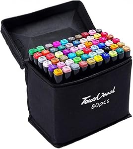 INCHOO 80 Colors Alcohol Based Art Marker Set Dual Tipped Twin Marker Pens with Black Carrying Case