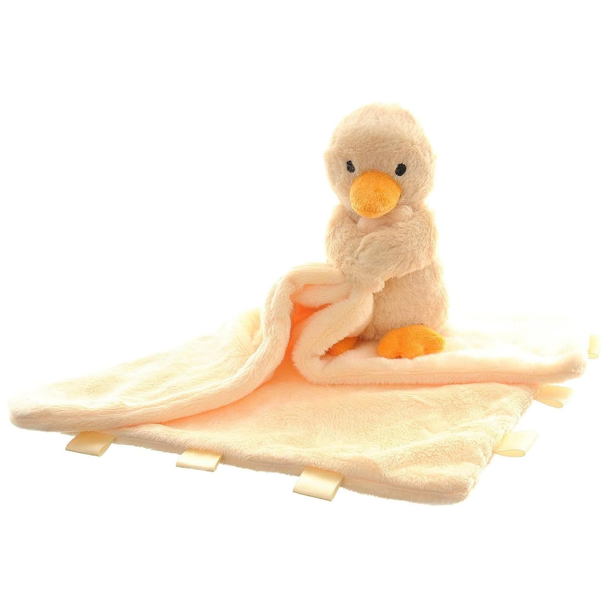 Ziggle Baby Comforter for Newborns | Soft Duck Baby Plush Blanket Toy | Newborn Essentials and Duck Blanket Gift | New Baby Boy or Girl Gift Idea | Eco Friendly | 30x30cm