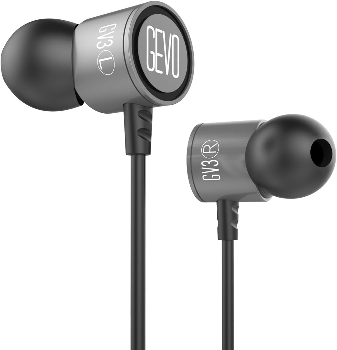 Gvoears Sport Earbuds,Gv3 Grey Noise Isolating In-Ear Headphones with Build-in Mic Hands-free Calling,Sweatproof and Secure Fit for Running,Jogging,Gym,Exercise,and In Ear Earphone for SmartPhones