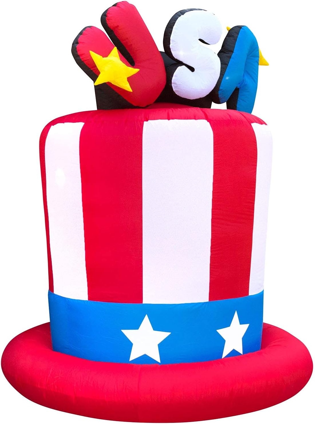 Holidayana 4th of July 6 ft USA Hat Inflatable - Fourth of July Inflatable Outdoor Decoration, Memorial Day Top Hat Yard Decor, Bright Internal Lights, Built-in Fan, and Included Stakes and Rope: Garden & Outdoor