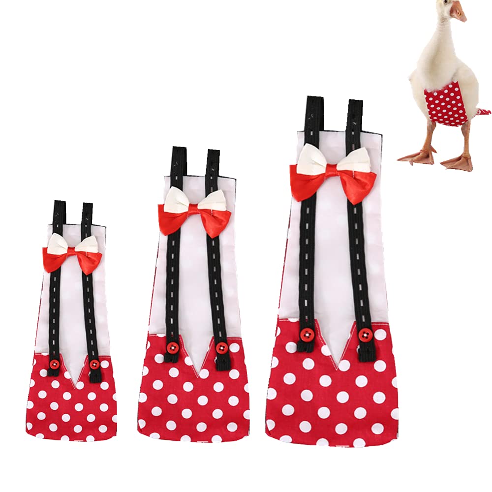 Chicken Duck Goose Diaper Washable Pet Bow Tie Diapers for Hens Roosters Poultry 1 Pack (S, Red)