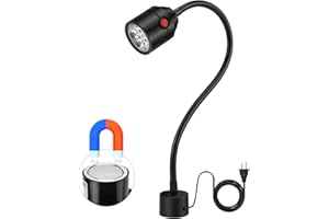 DEEFFE Magnetic Work Light, LED Machine Light with Flexible Gooseneck and Magnetic Base, Shop Tool Lamp for Lathe, Work Bench, Sewing Machine, Grill, Industrial Lighting Black