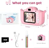 Cocopa Kids Camera for 3-12 Years 1080P 32GB IPS Screen Pink view 2