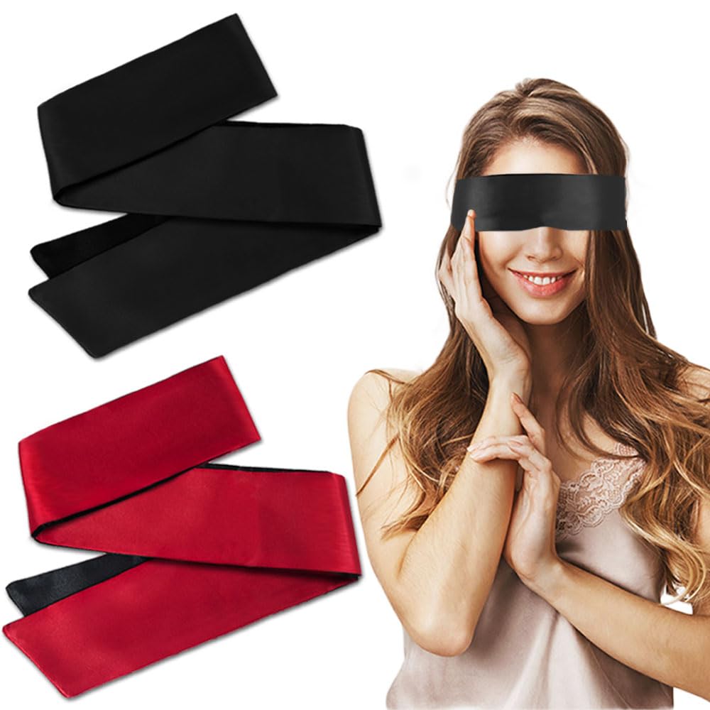 Photo 1 of 2pcs Silk Satin Blindfold for Women Adults Bedroom Couples Eye Soft Sleep Mask Eye Cover Travel Nap Valentine's Day Play Games Christmas Sleeping Sexy Blind Fold 155cm / 62in