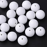 Ornazy 100 pcs 20mm White Acrylic Round Beads Opaque Gumball Beads Smooth Chunky Bubblegum Beads for Necklace and Bracelet Making Crafting Supplies