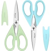 iBayam 8.7" Heavy Duty Kitchen Scissors All Purpose 2-Pack &ndash;Pistachio/Blue | Sharp stainless steel blades, cut meat, chicken &amp; vegetables. Ergonomic comfort grip, dishwasher safe, includes blade covers