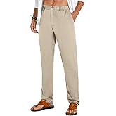 Sailwind Men's Summer Beach Linen Pants Casual Lightweight Elastic Waist Drawstring Loose Pants
