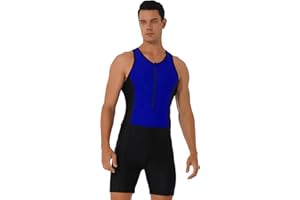 Hansber Men's One Piece Sleeveless Bodysuit Swimsuit Racerback Surfing Wetsuit Wrestling Singlets Leotard Swimwear