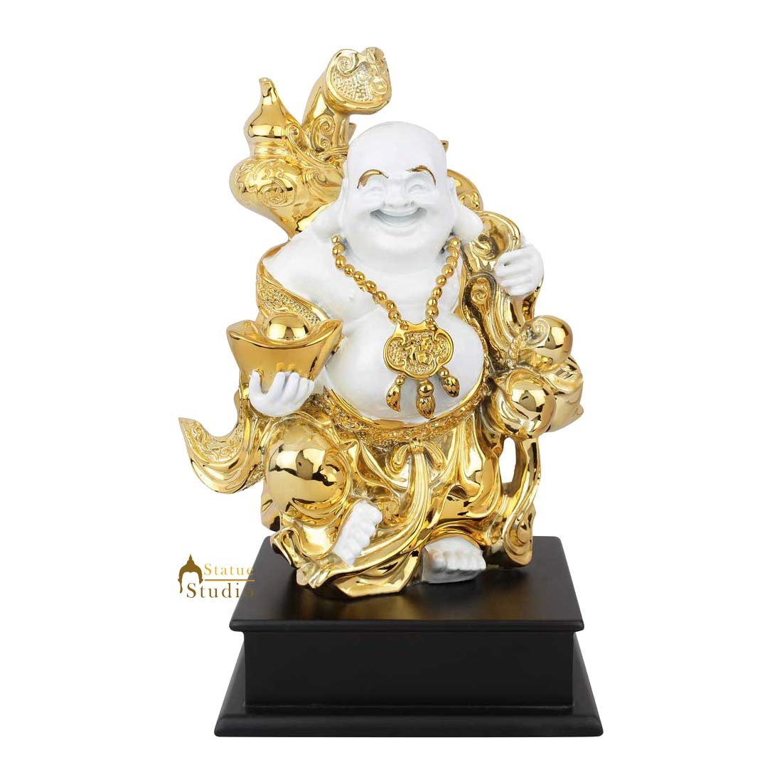 Statuestudio Polystone Laughing Buddha Statue for Home Decor Diwali Office Corporate Gift Showpiece 