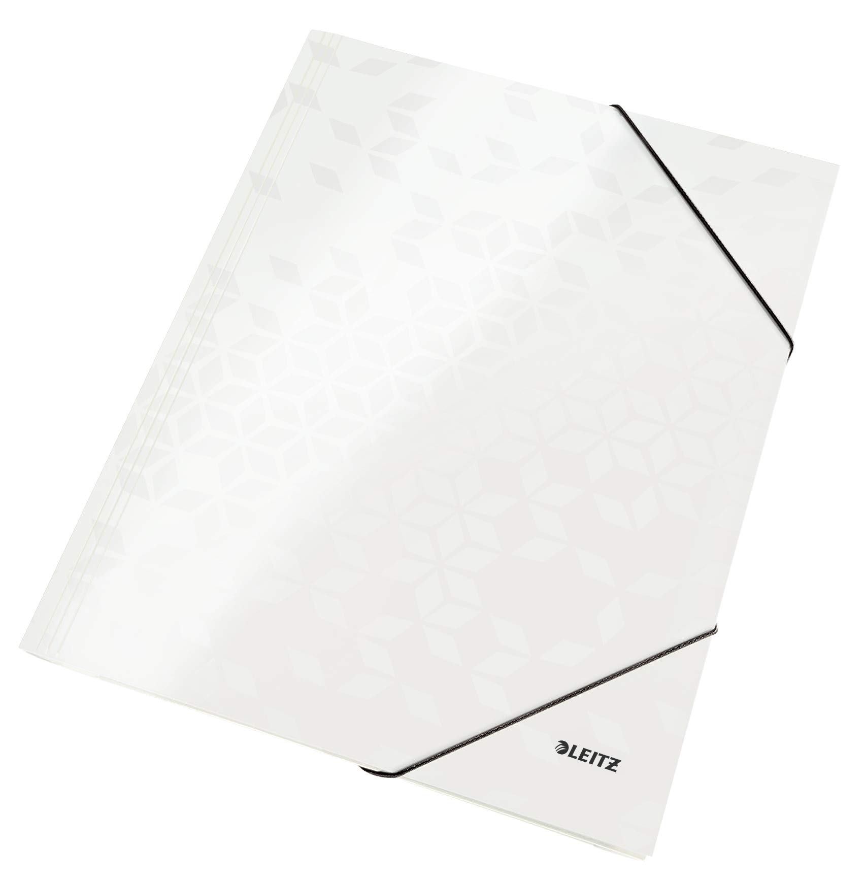 Leitz 3-Flap Folder, Holds up to 150 A4 Sheets, Elastic Closure, Cardboard, White, WOW Range, 39820001