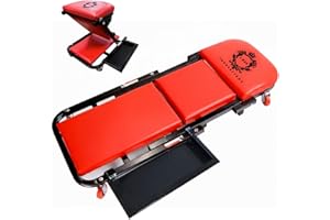 J-Rod Innovations 40" Mechanics Creeper Z fold with Side Tool Tray, 3 in 1 Low Profile,7pc-2.5" (360°) Swivel castors, Heavy Duty 450lb Laying Capacity 300lbs Seated, Home and Garage,