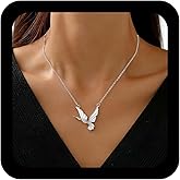 Iaceble Vintage Bird Pendant Necklace White Goose Short Necklace Vintage Small Bird Choker Necklaces Flying Animal Chain Necklaces Jewelry for Women