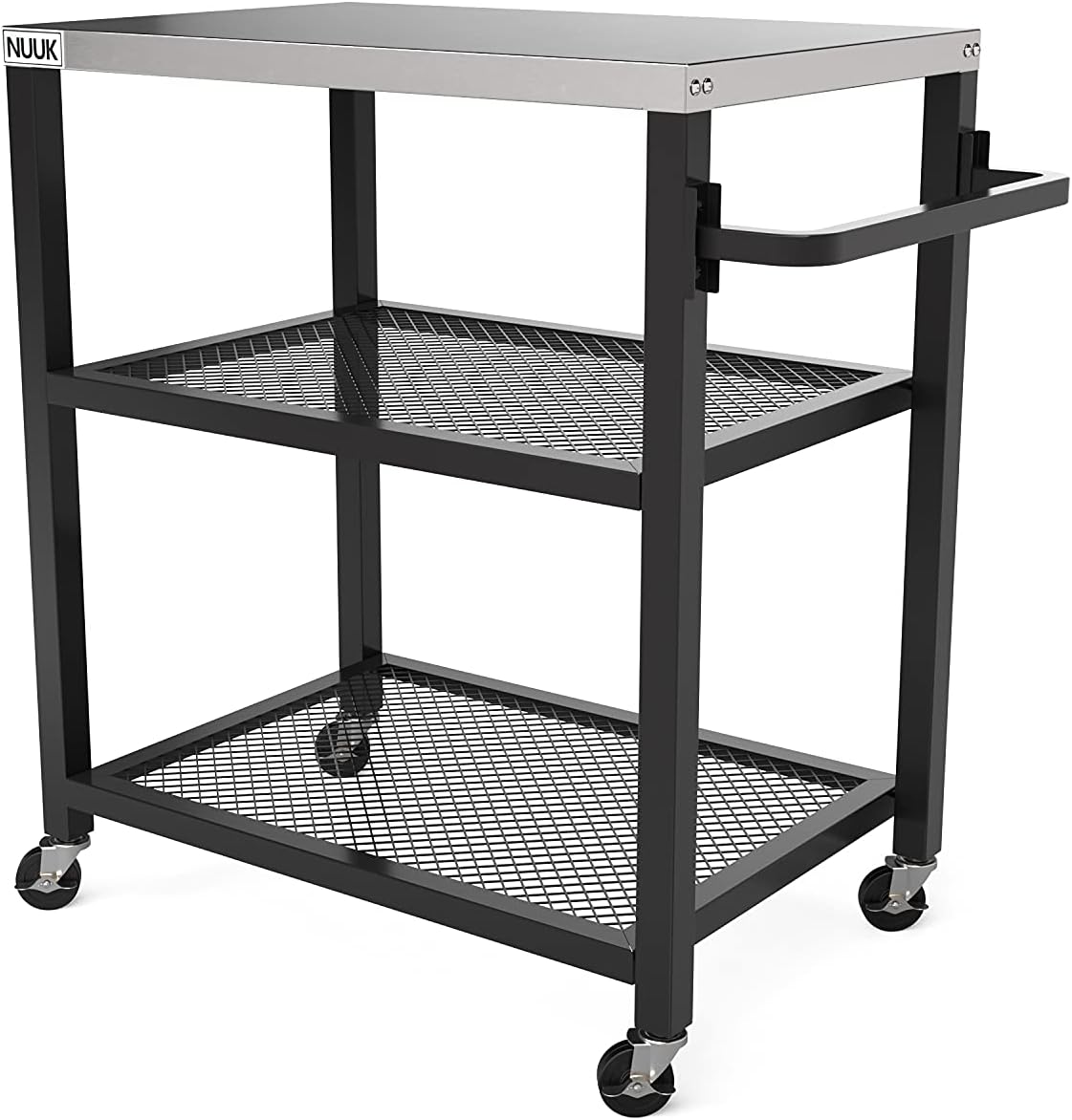 NUUK Three-Shelf Movable Outdoor Worktable, 16’’ x 24’’ Stainless Steel Commercial Kitchen Food Prep Table, Flattop Dining Cart Table, Outdoor Bar Table