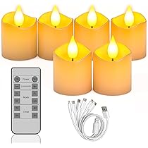 Bougies LED Rechargeables – Lot De 6, Avec Station Charge, Télécommande, Minuterie, Flamme Réaliste, Pour Décoration