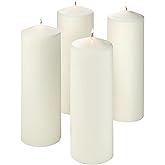 Unscented Pillar Candles - Set of 4 White Pillar Candles - 3x9 Slow Burning Large Candles for Weddings & Table Centerpieces, PARNOO