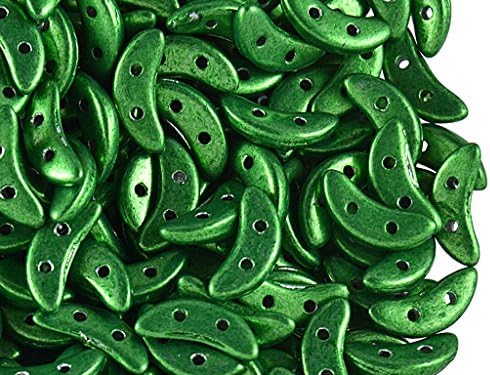 50pcs CZECHMATES™ Crescent Beads 3x10 mm,Saturated Metallic Kale