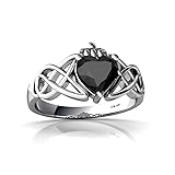 14kt White Gold Black Onyx 6mm Heart Claddagh