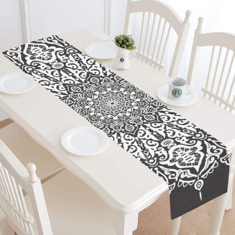 LUYHUI Home Linen Table Runner - 14 X 72 Inch, Arabic Arabesque Design Ornament Floral for Family Dinners Or Gatherings, Indoor Or Outdoor Parties, Everyday Use