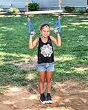 21 Inch Trapeze Swing Bar with BLUE Rings - 5 Foot Adjustable Rope Swing Set Accessories