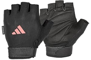 Adidas Essential - Guantes Ajustables sin Dedos para Hombres y Mujeres, Guantes Acolchados para Levantamiento de Pesas, Correas de muñeca Ajustables para un Ajuste Seguro y a Medida